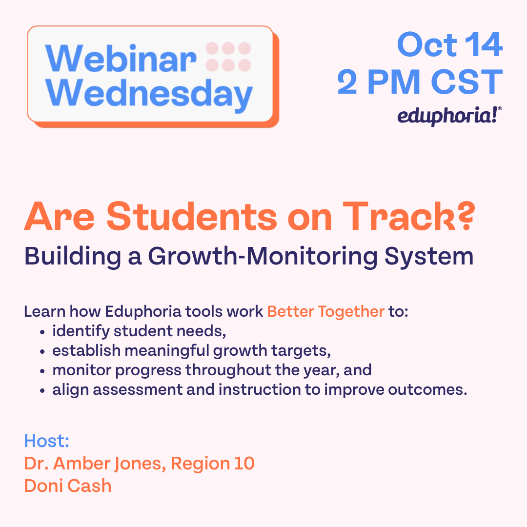 Webinar announcement on student growth monitoring with details on date and hosts.